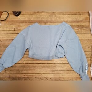 Blogilates Women's Dance Studio Off the Shoulder Sweatshirt Cameo Blue XS